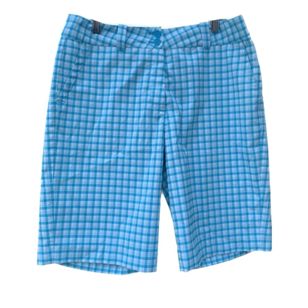 Nike Dri Fit Light Blue White Golf Sport Shorts Side Pockets Ladies size Medium